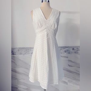 New Calvin Klein Eye Lit White Cotton Sleeveless Dress Sz 8